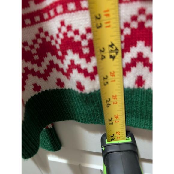 Ugly Christmas Sweater Sequin Rudolph Reindeer Red & Green, Juniors XXL 19 - Picture 9 of 10